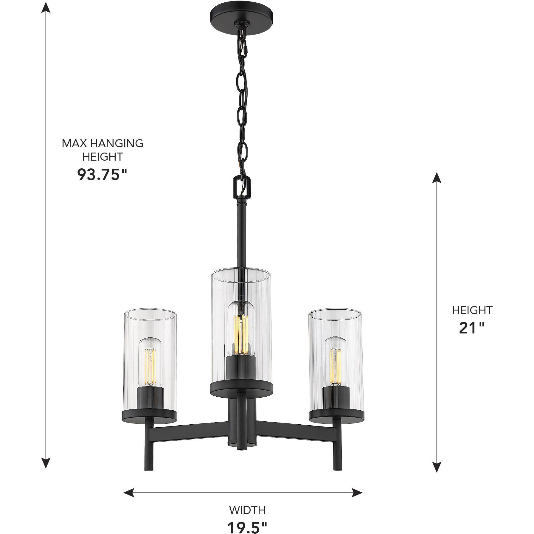 Winslett 19.5 inch 60.00 watt Matte Black Chandelier Ceiling Light, Mini