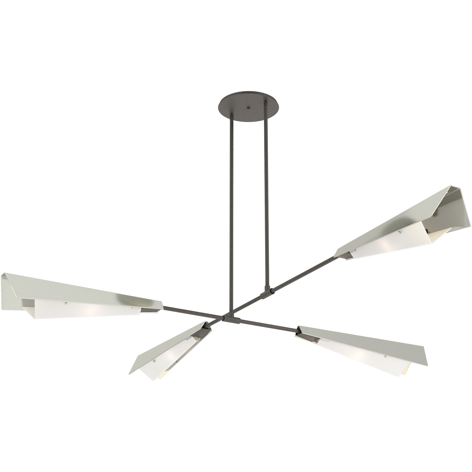 Vertex 4 Light 92 inch Natural Iron and Sterling Pendant/Semi-Flush Ceiling Light in Natural Iron/Sterling, Large