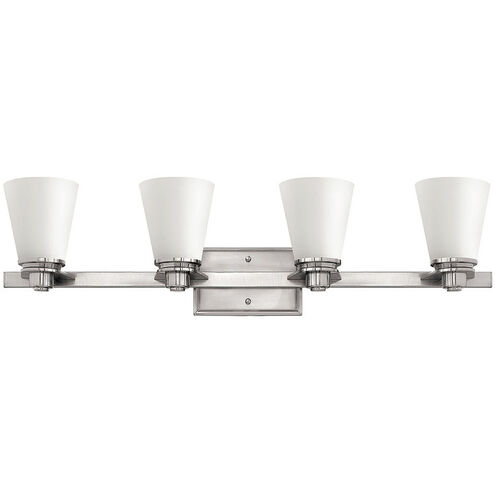 Avon 4 Light 31.75 inch Brushed Nickel Vanity Light Wall Light in Etched Opal