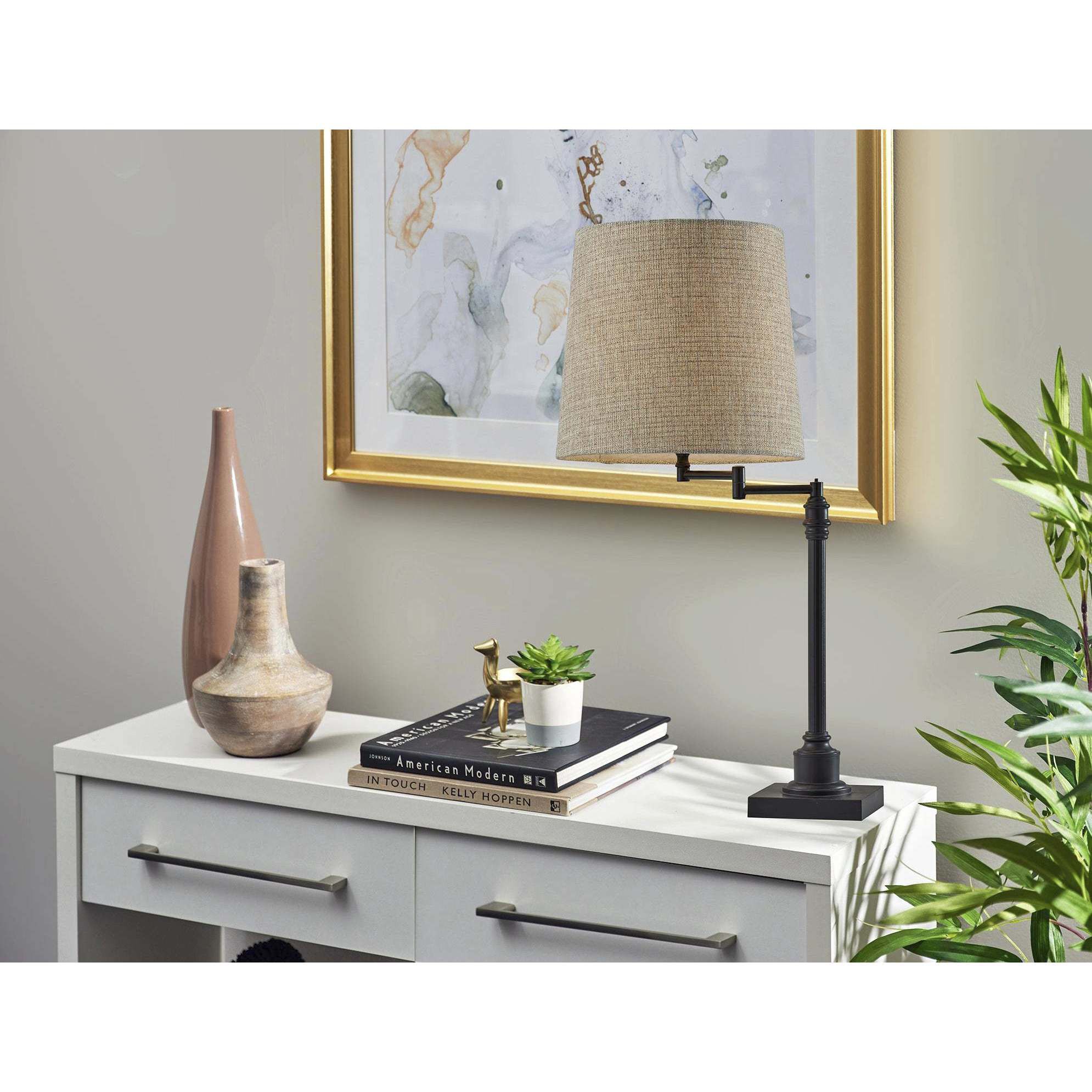 Dante 26 inch 60.00 watt Black Metal Table Lamp Portable Light, Simplee Adesso