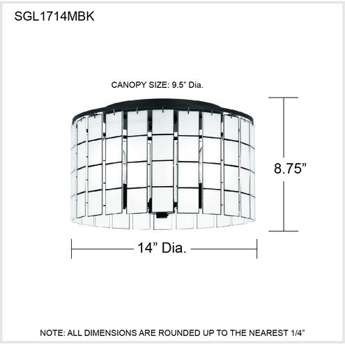 Seigler 3 Light 14 inch Matte Black Semi-Flush Mount Ceiling Light