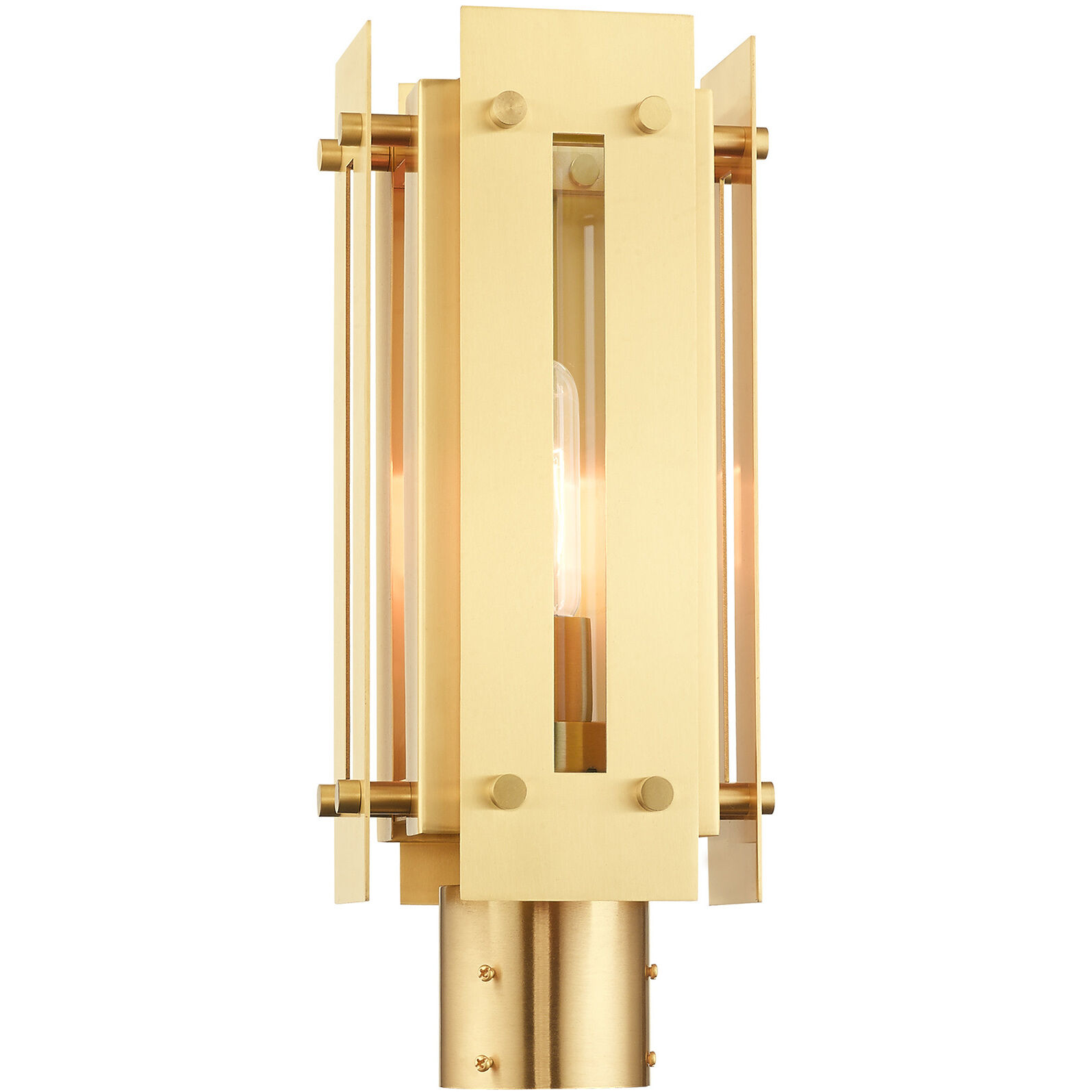 Utrecht 1 Light 16 inch Satin Brass Outdoor Post Top Lantern