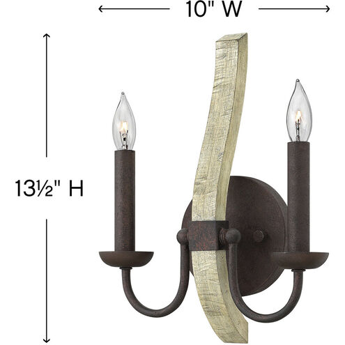 Middlefield LED 10 inch Iron Rust ADA Sconce Wall Light