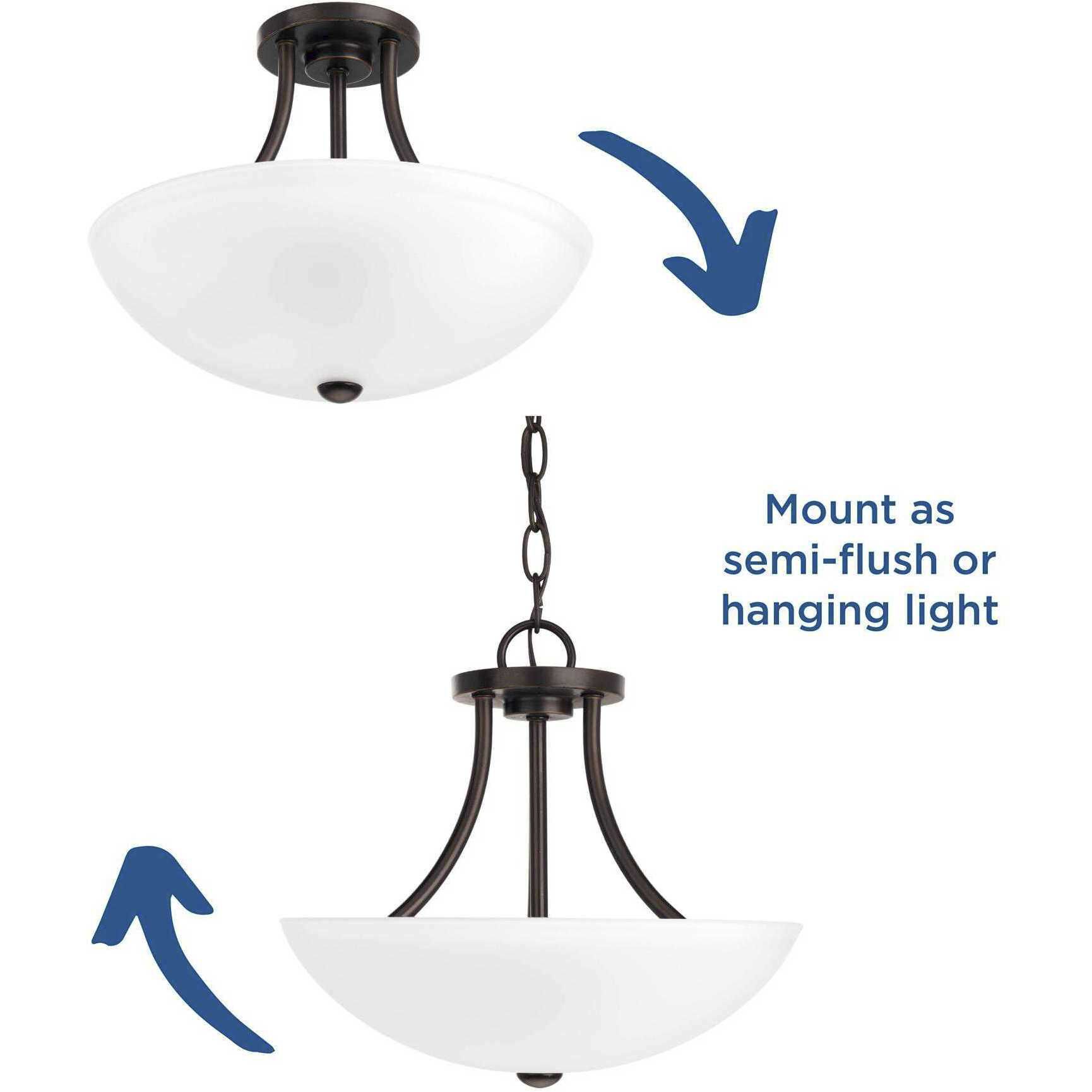 Gather 2 Light 13 inch Antique Bronze Semi-Flush Mount Convertible Ceiling Light