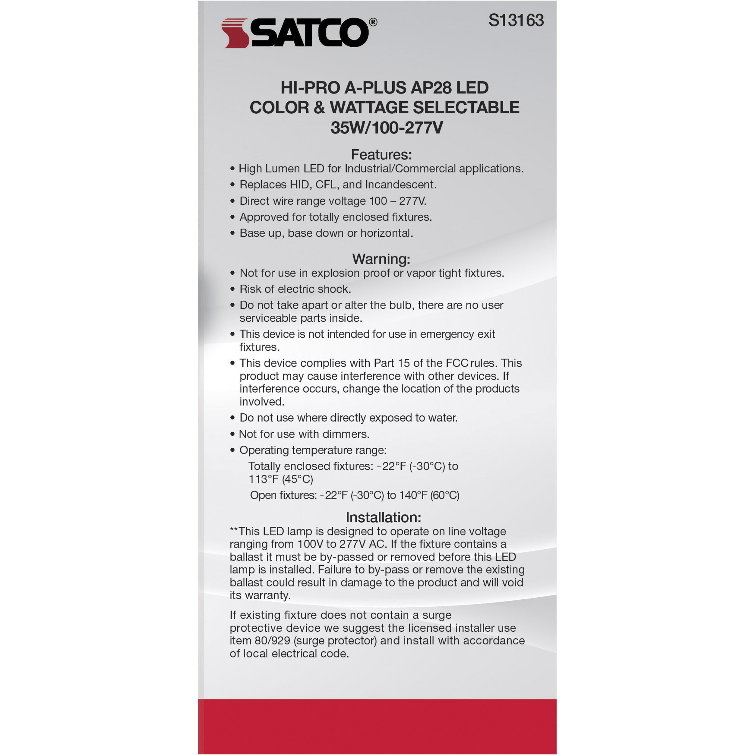 Lumos LED AP28 / ED28 Mogul Extended 35.00 watt 3000K HID Replacements