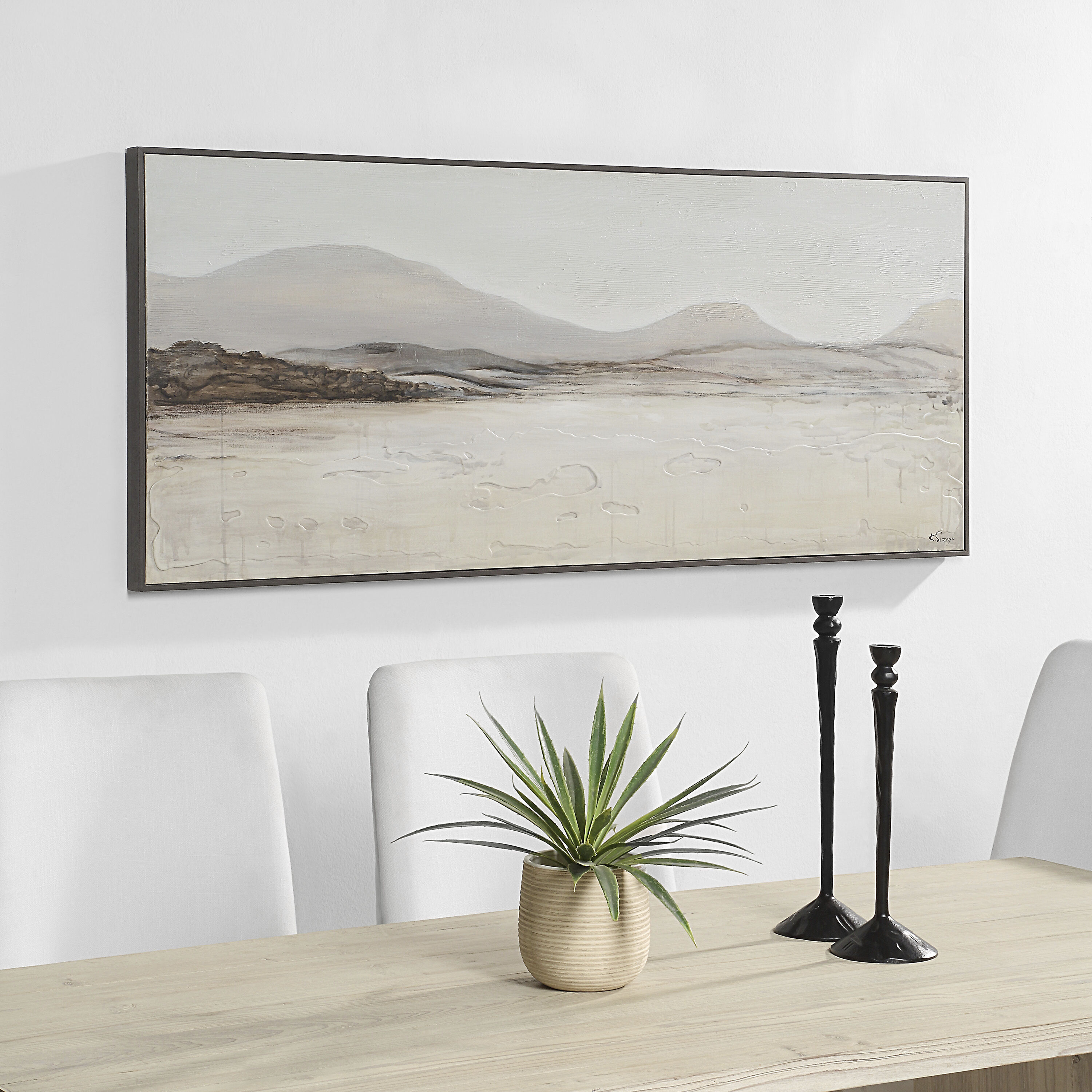 Campania White and Grey and Beige and Brown Canvas Art