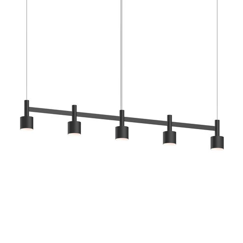 Systema Staccato LED 57 inch Satin Black Linear Pendant Ceiling Light, Drum Shades