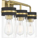 Marbridge 3 Light 20 inch Vintage Brass and Matte Black Bathroom Vanity Light Wall Light