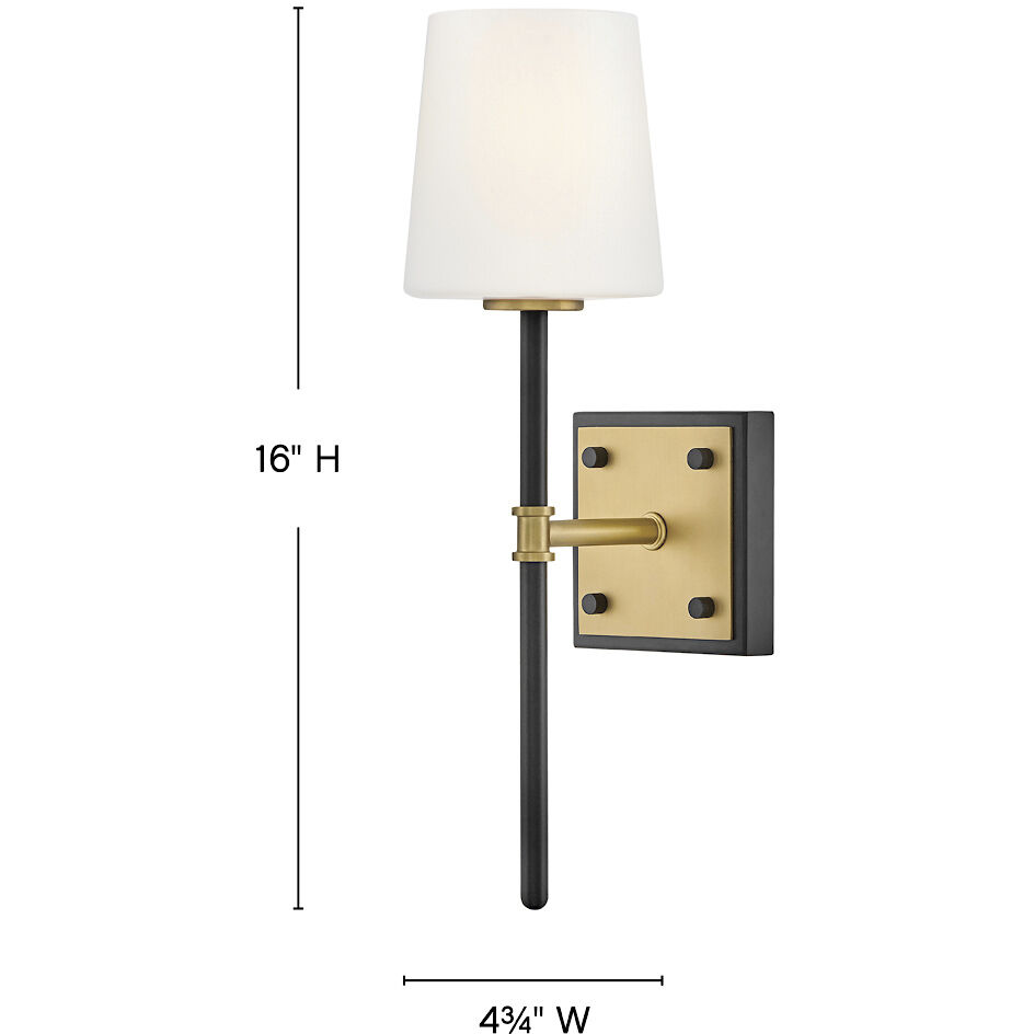 Saunders 1 Light 4.75 inch Black with Lacquered Brass Interior Wall Mount Wall Light