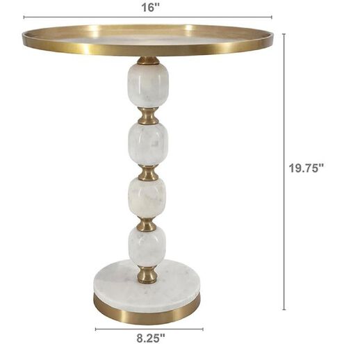 Anita 16.1 inch Gold/White Side Table