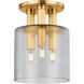 Crystler 3 Light 8.5 inch Aged Brass Flush Mount Ceiling Light