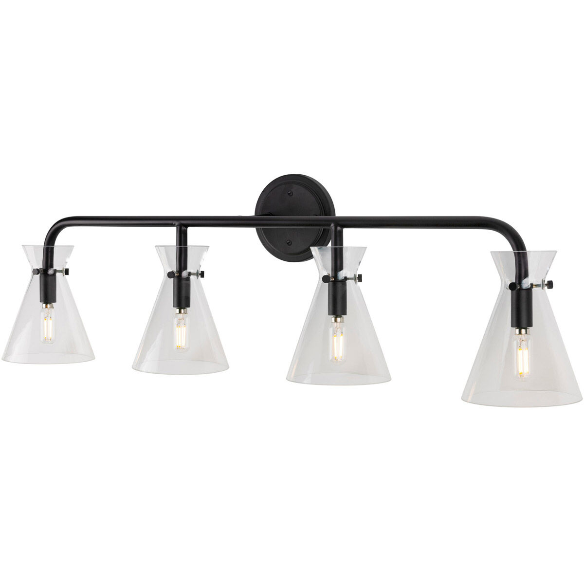 Beaker 4 Light 36 inch Black Vanity Light Wall Light