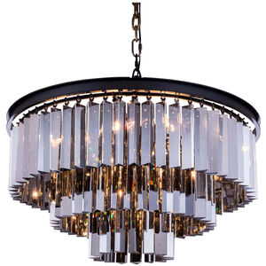 Sydney 9 Light 26 inch Matte Black Pendant Ceiling Light in Silver Shade, Urban Classic