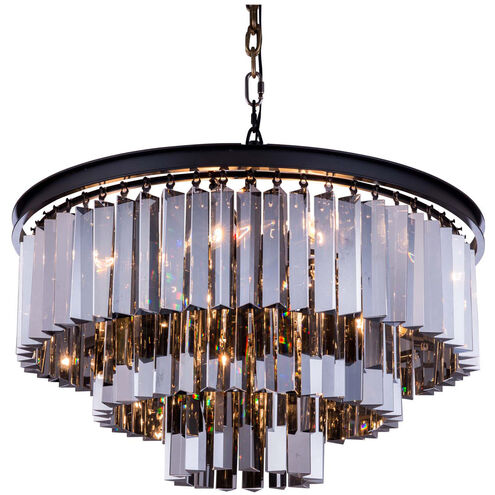 Sydney 9 Light 26 inch Matte Black Pendant Ceiling Light in Silver Shade, Urban Classic