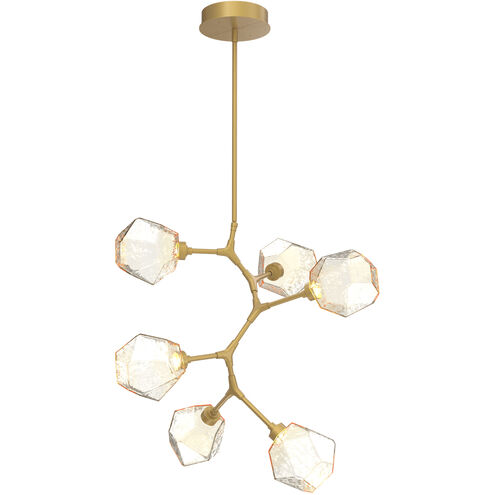 Gem LED 30 inch Gilded Brass Chandelier Ceiling Light in 3000K LED, Amber, Modern Vine