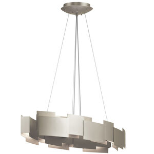 Moderne LED 16 inch Satin Nickel Chandelier Oval Pendant Ceiling Light in 2900K, Oval