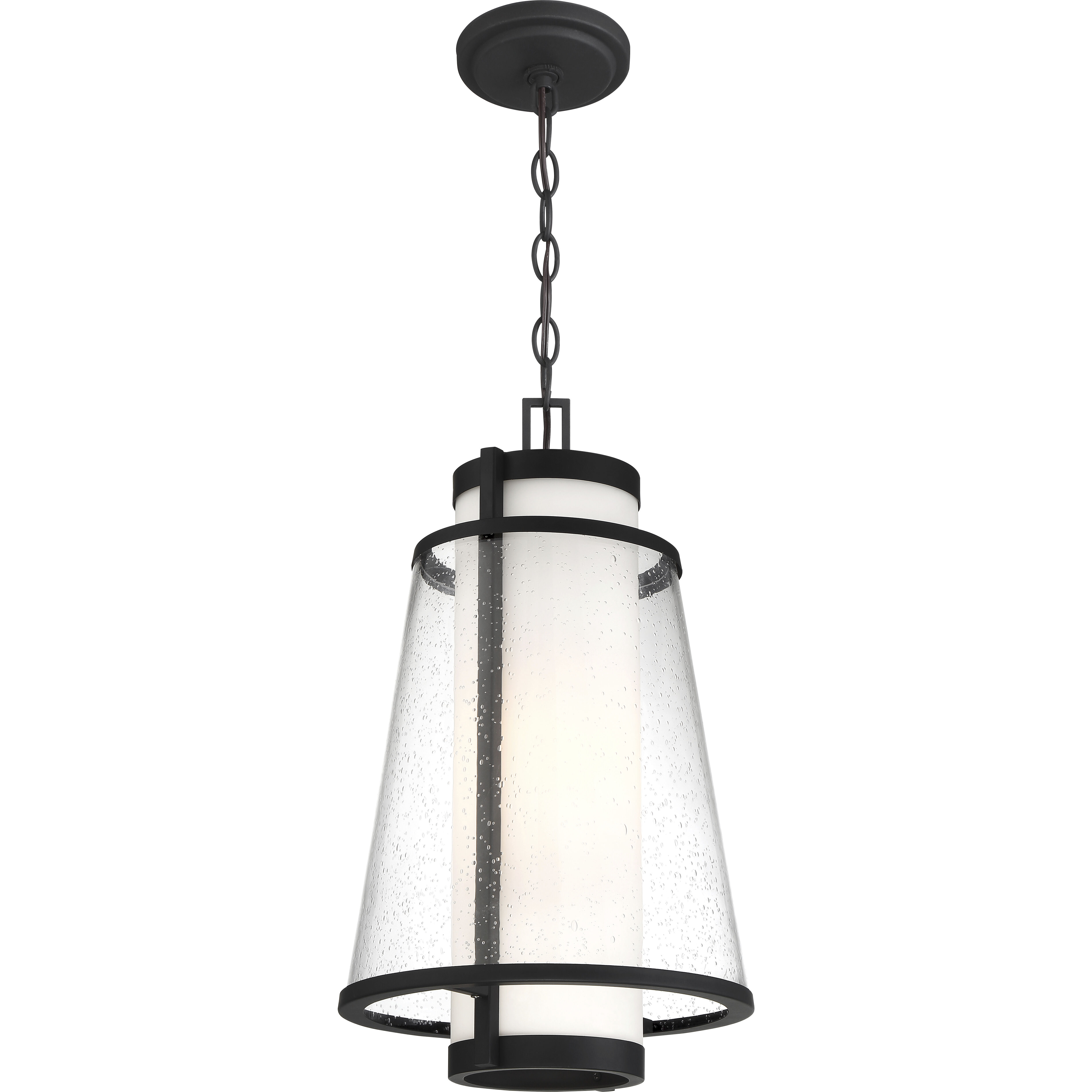 Anau 1 Light 10.5 inch Matte Black and Glass Outdoor Hanging Lantern