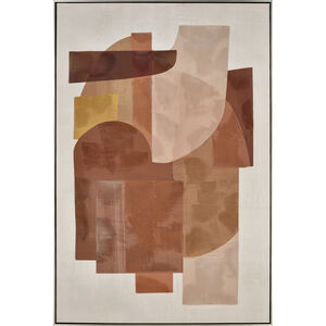 Ochre Rust and Cream with Champagne Gold Framed Abstract Wall Art