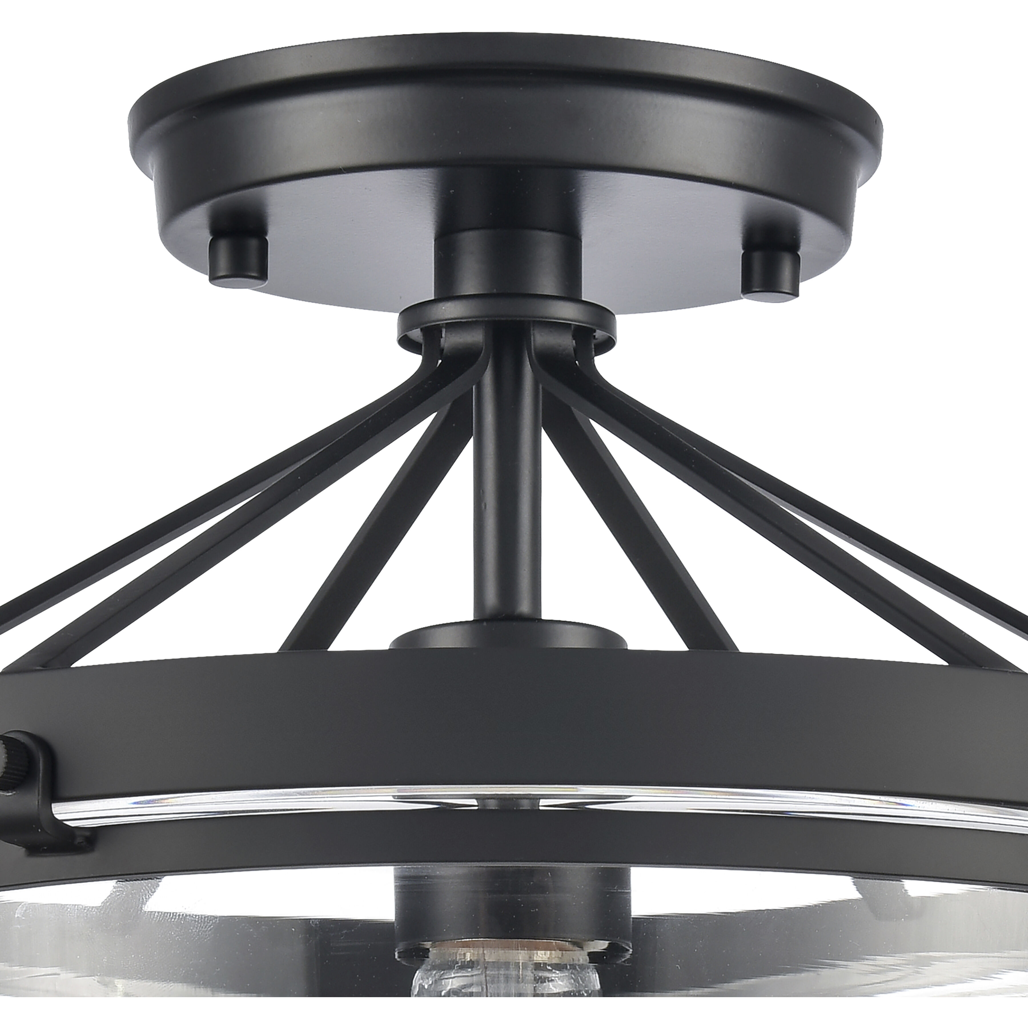Boyer 1 Light 12 inch Matte Black Semi Flush Mount Ceiling Light