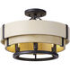 Blonde Moment 3 Light 16.5 inch Matte Black and Honey with Medium Oak Semi-Flush Ceiling Light
