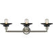 Franklin Restoration Railroad 3 Light 32 inch Brushed Satin Nickel/Matte Black Bath Vanity Light Wall Light