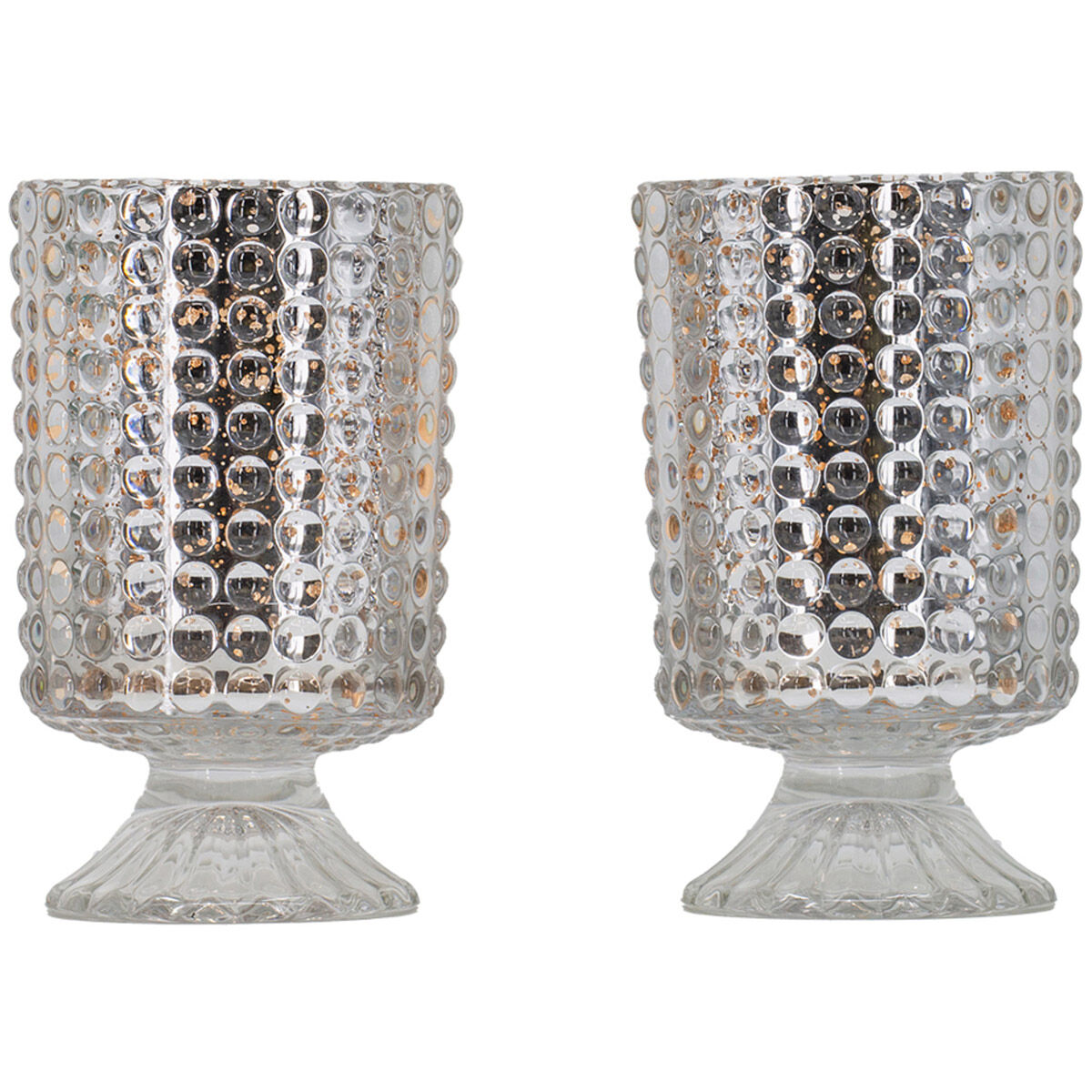 Hobnail Glass Hurricane 7 X 4.1 inch Candleholder, Set of 2