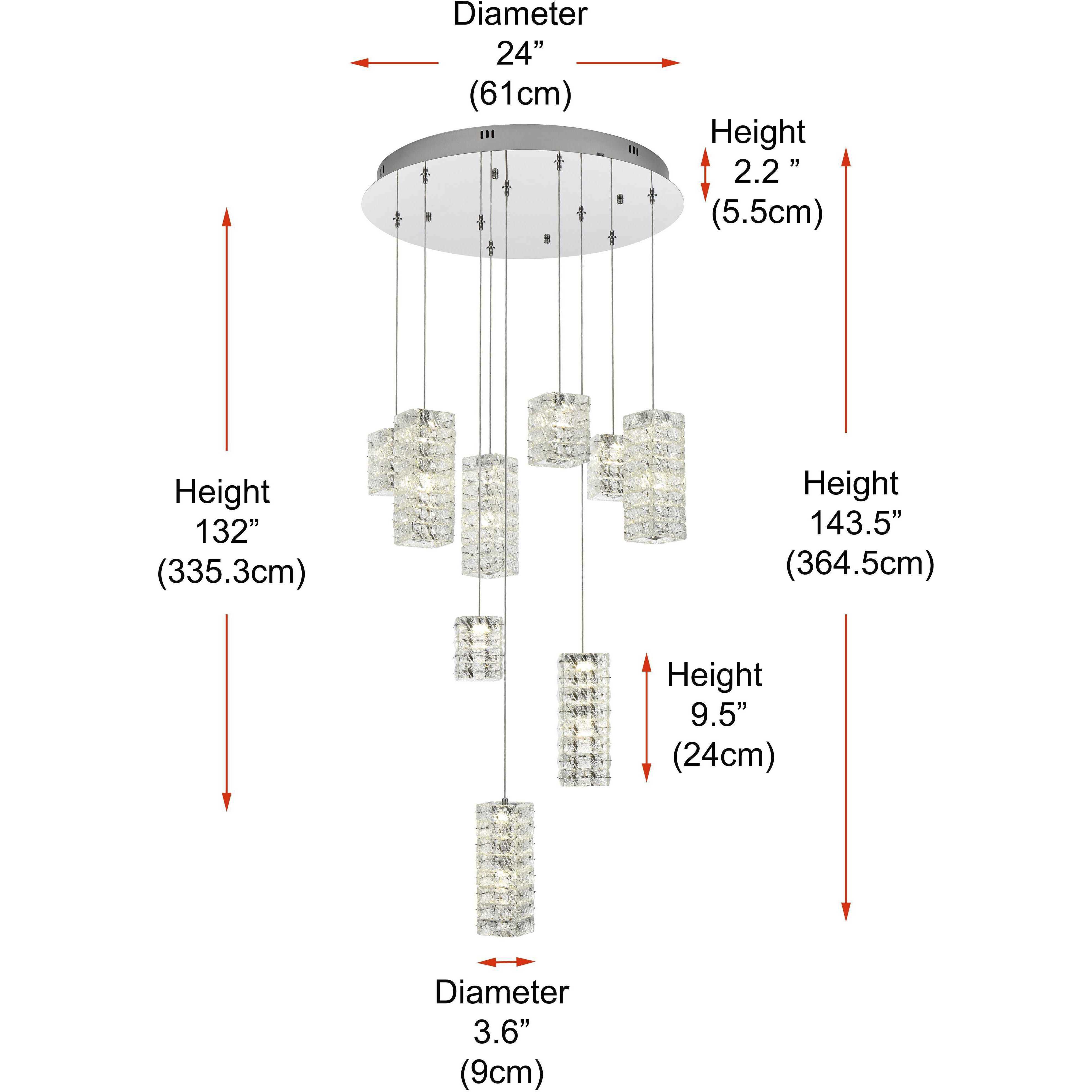 Aston 9 Light 24 inch Chrome Pendant Ceiling Light