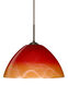 Tessa 1 Light Bronze Pendant Ceiling Light in Solare Glass, Incandescent
