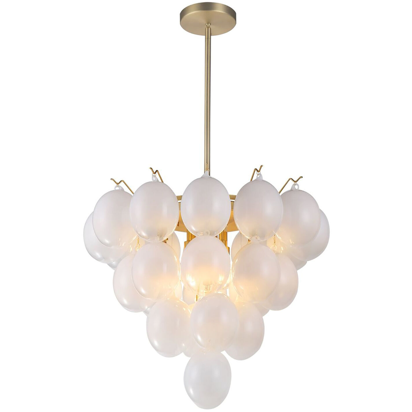 Globo LED 25 inch Brass Chandelier Ceiling Light in Milky White
