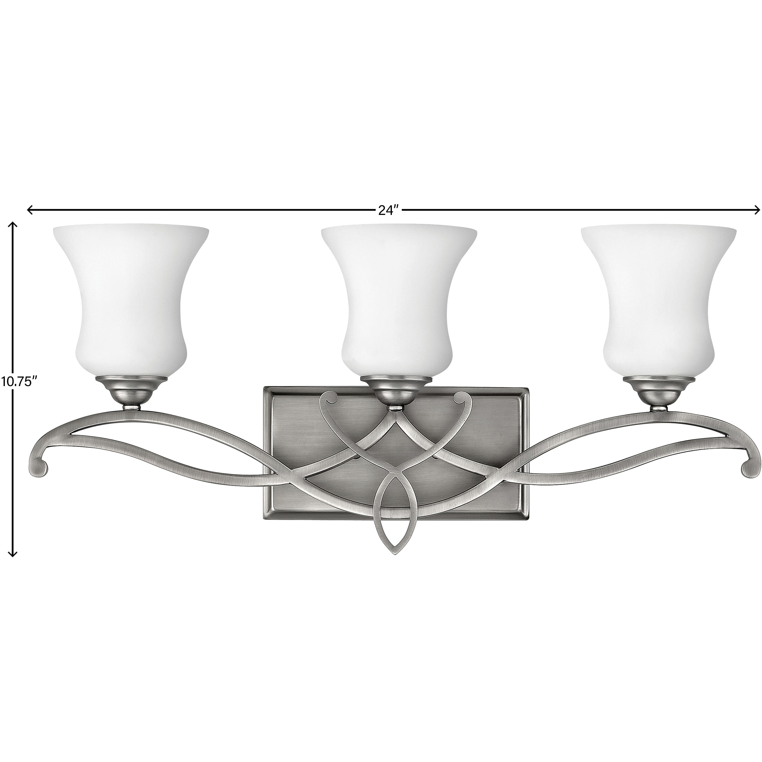 Brooke 3 Light 24 inch Antique Nickel Vanity Light Wall Light