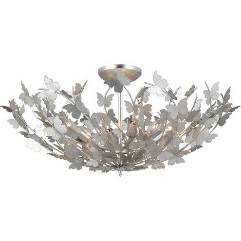 Julie Neill Farfalle LED 30 inch Burnished Silver Leaf Semi-Flush Mount Ceiling Light, Large