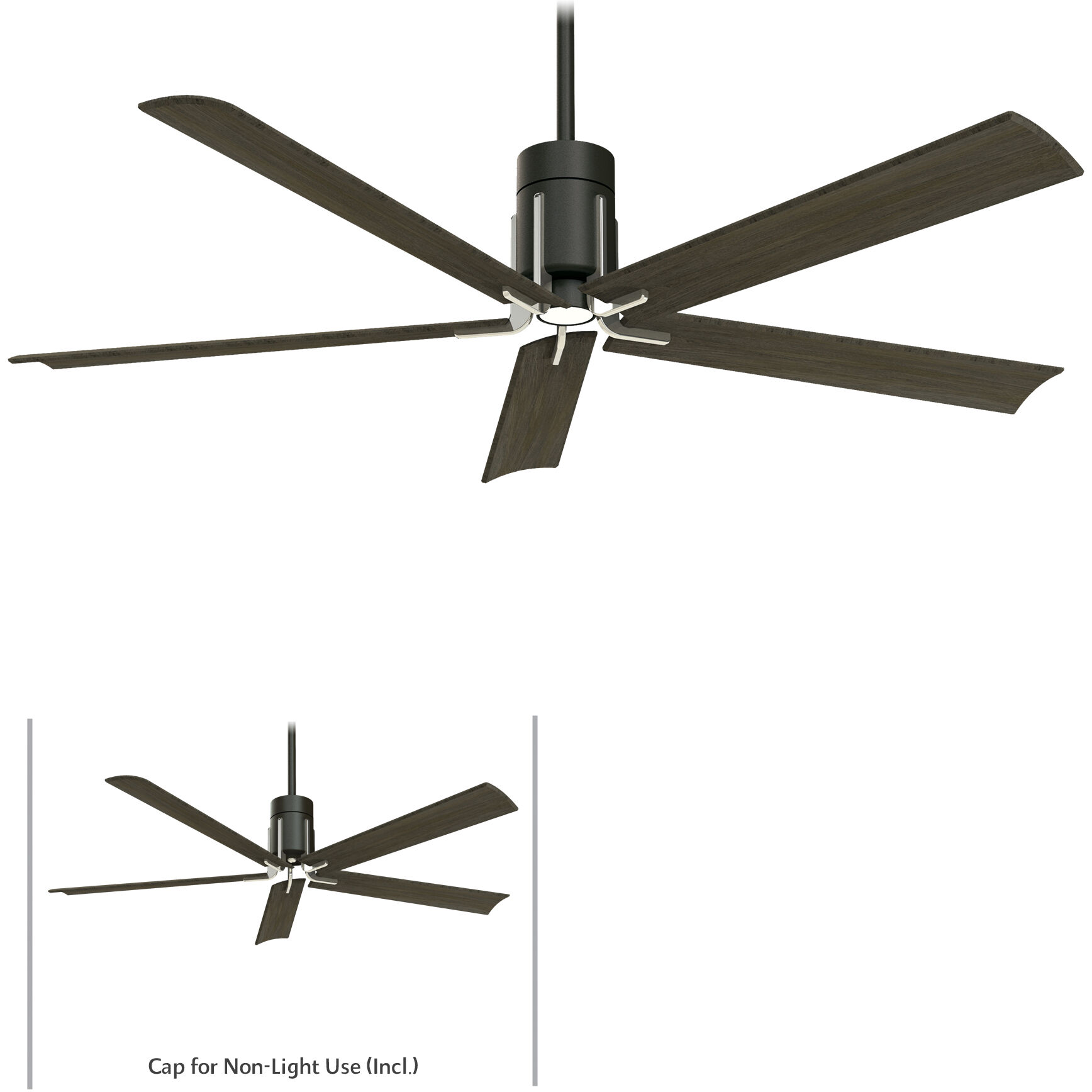 Clean 60 inch Matte Black/Brushed Nickel with Urban Walnut Blades Ceiling Fan