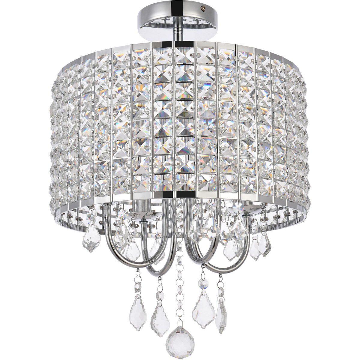 Elise 4 Light 14 inch Chrome Flush Mount Ceiling Light