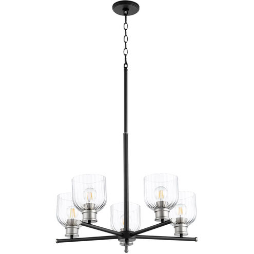 Monarch 5 Light 26 inch Noir and Satin Nickel Chandelier Ceiling Light