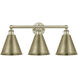 Ballston Cone 3 Light 26 inch Antique Brass Bath Vanity Light Wall Light