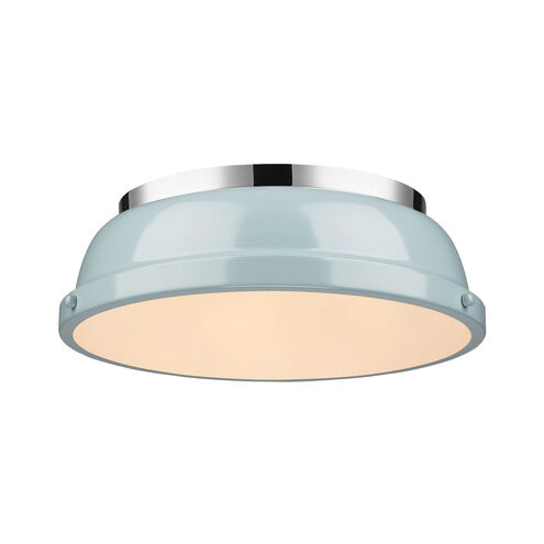 Duncan 2 Light 14 inch Chrome Flush Mount Ceiling Light in Seafoam, Damp