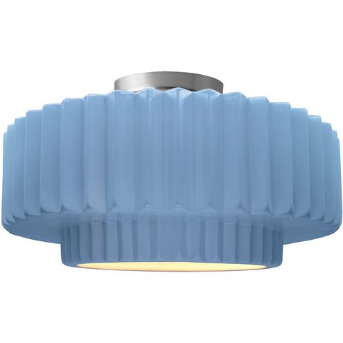 Radiance 1 Light 16.5 inch Sky Blue and Brushed Nickel Semi Flush Ceiling Light