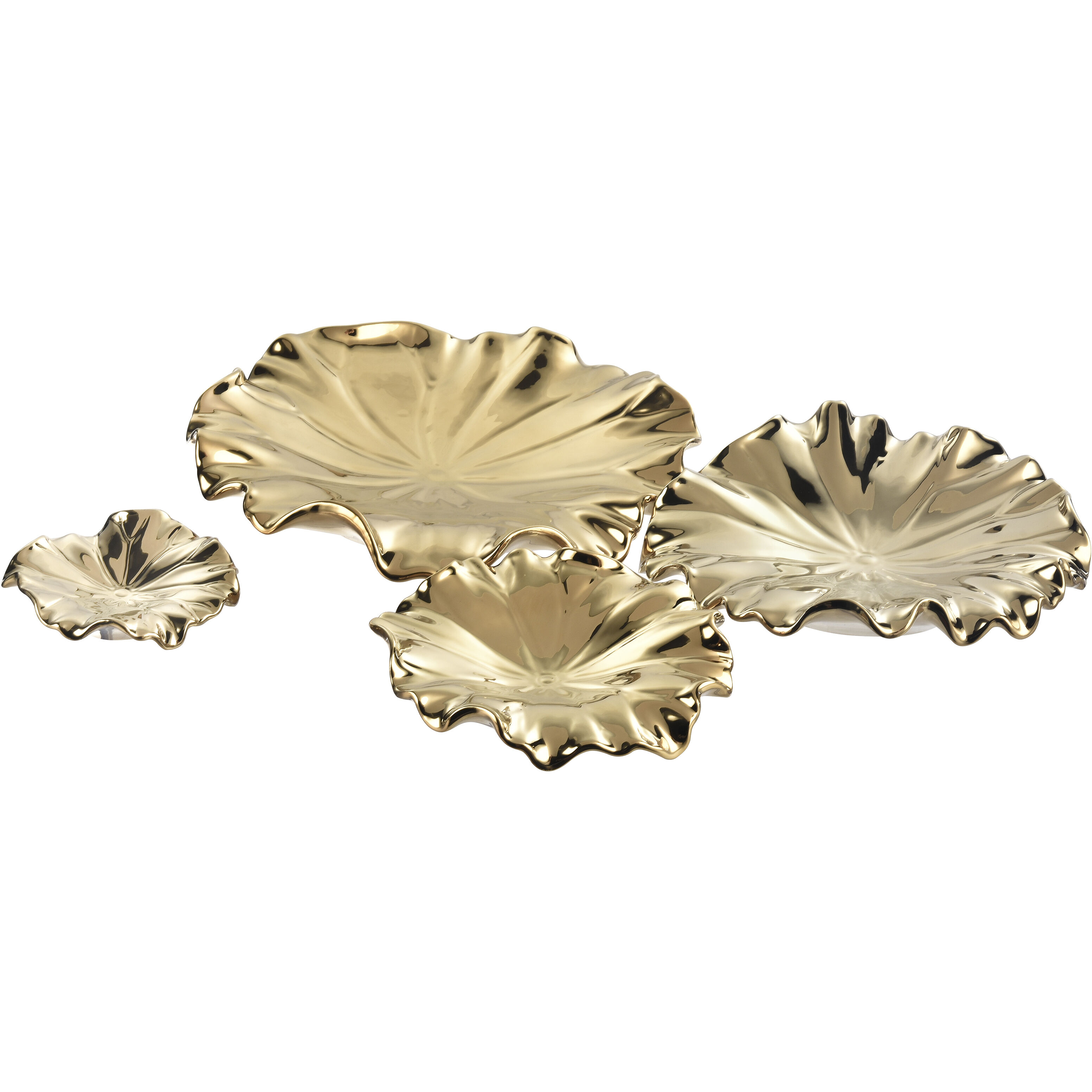 Petal Gold Dimensional Wall Art, Set of 4
