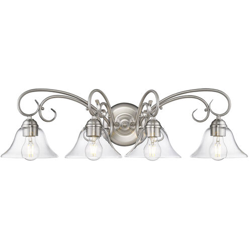 Homestead 4 Light 32 inch Pewter Bath Vanity Wall Light in Clear Glass