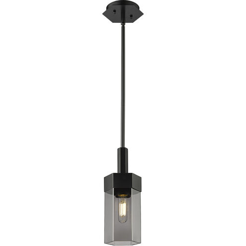 Claverack 1 Light 5 inch Matte Black Pendant Ceiling Light in Plated Smoke Glass