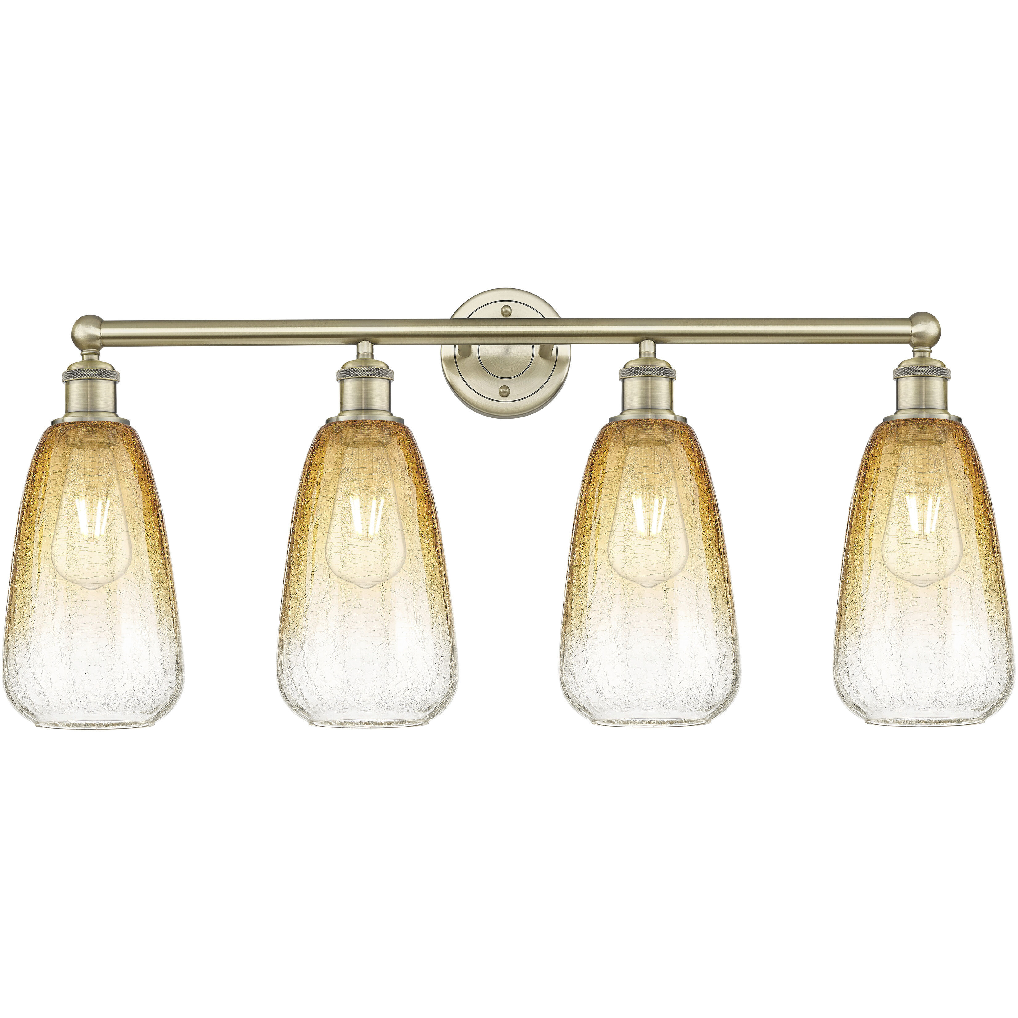 Edison Brookhaven Almond 4 Light 33 inch Antique Brass Bath Vanity Light Wall Light in Amber Glass