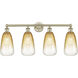 Edison Brookhaven Almond 4 Light 33 inch Antique Brass Bath Vanity Light Wall Light in Amber Glass