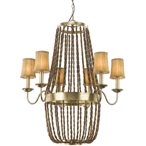Anastasia 6 Light 33 inch Antique Gold Leaf Chandelier Ceiling Light