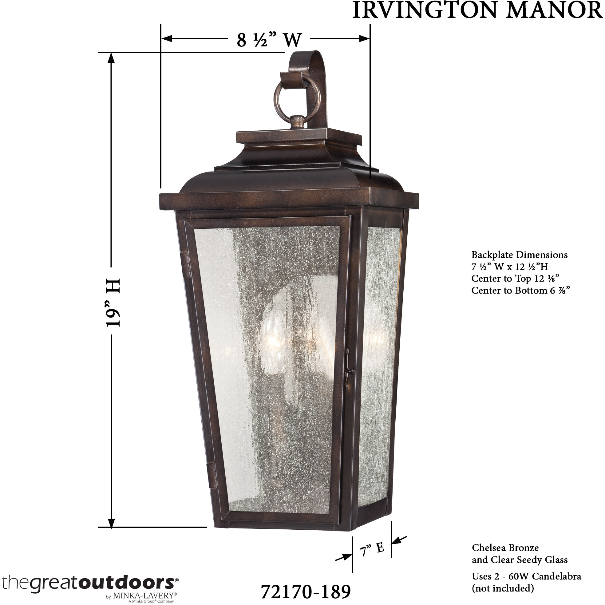 Irvington Manor Outdoor Pocket Lantern in Incandescent, Clear Seeded Glass, The Great Outdoors