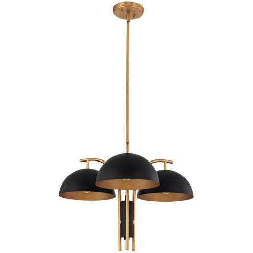 Marcel 3 Light 24 inch Matte Black with New Brass Chandelier Ceiling Light