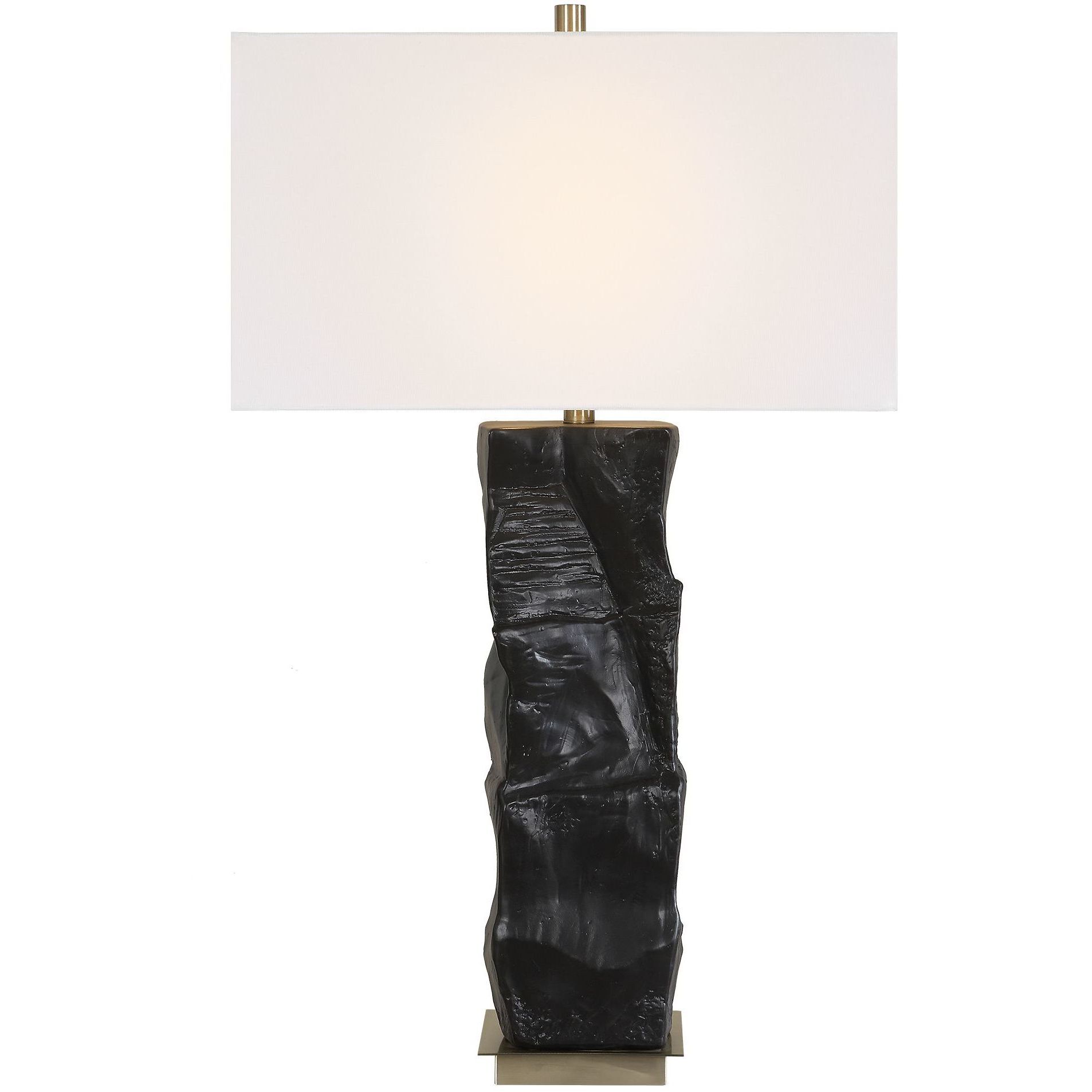Altaria 33 inch 150 watt Satin Black and Brass Table Lamp Portable Light