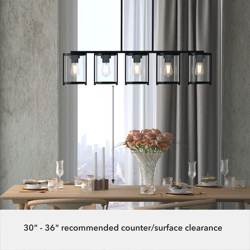 Astwood 5 Light 39 inch Matte Black Linear Chandelier Ceiling Light, Large