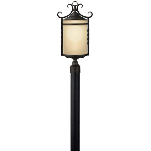 Casa 3 Light 23.75 inch Olde Black Outdoor Post Mount Lantern in Light Etched Amber