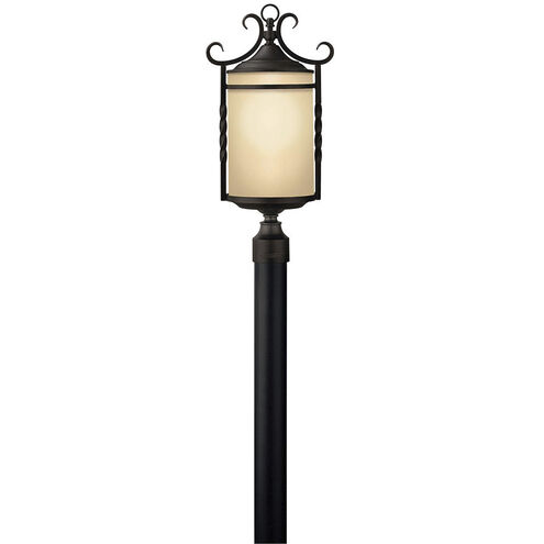 Casa LED 24 inch Olde Black Outdoor Post Mount Lantern in Light Etched Amber