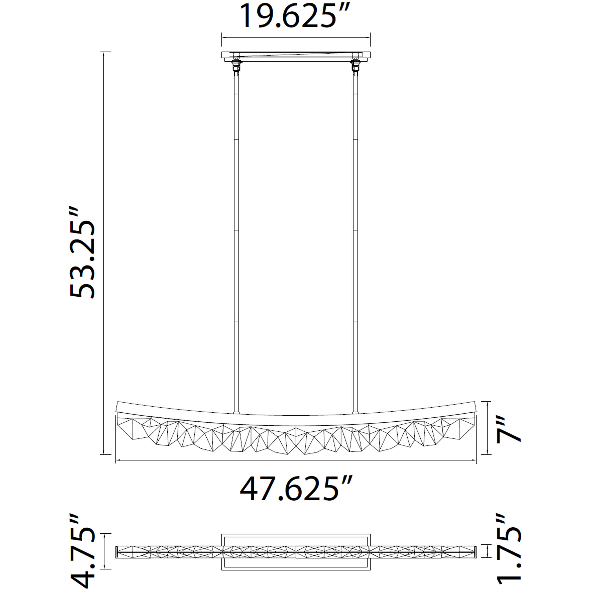 Arcus 1 Light 47.63 inch Satin Brushed Black Linear Pendant Ceiling Light